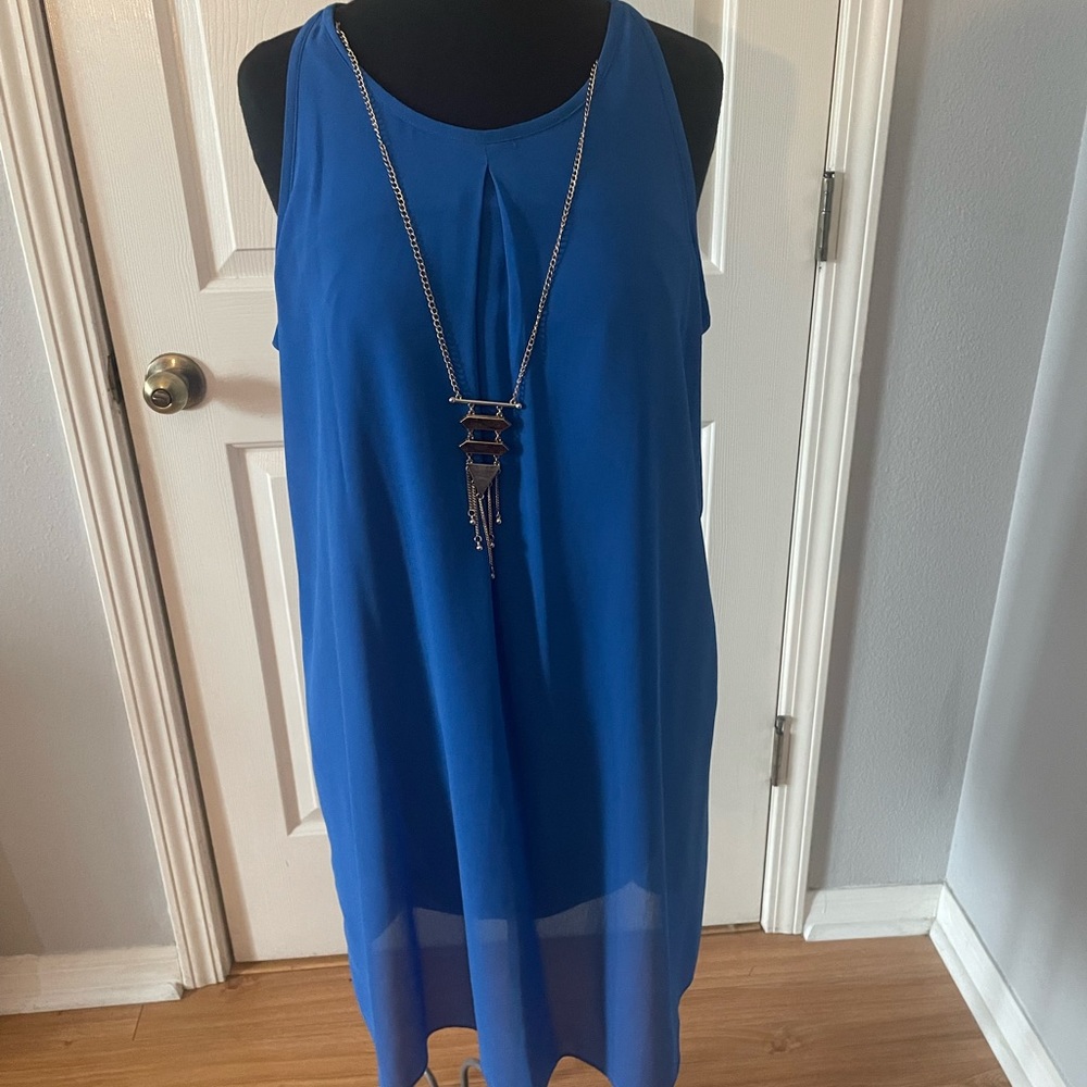 Blue sheer bodice flowery  summer dress